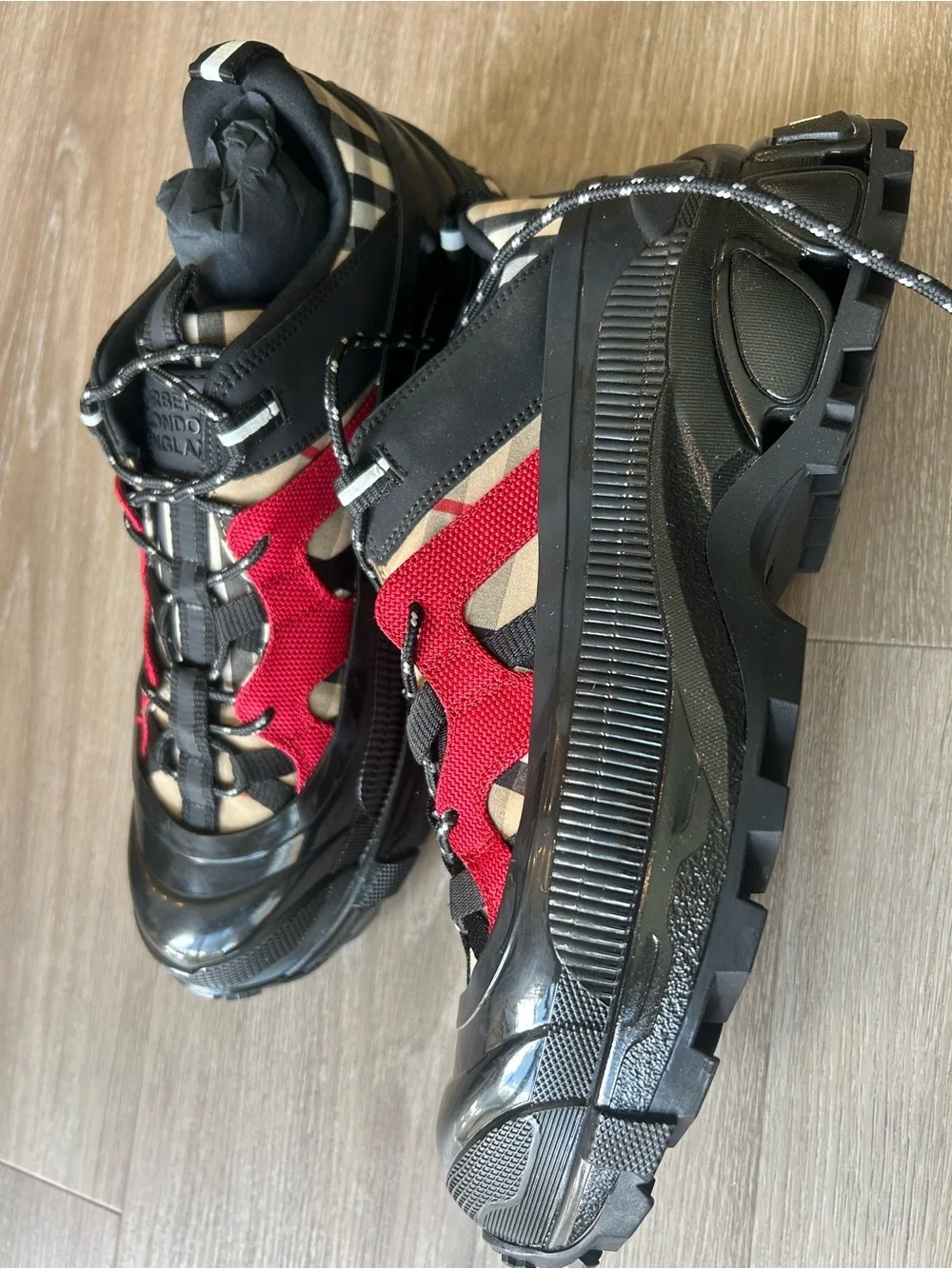 Burberry Black, Red & Beige Arthur Sneakers
